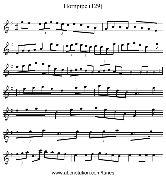 Hornpipe (129) - staff notation