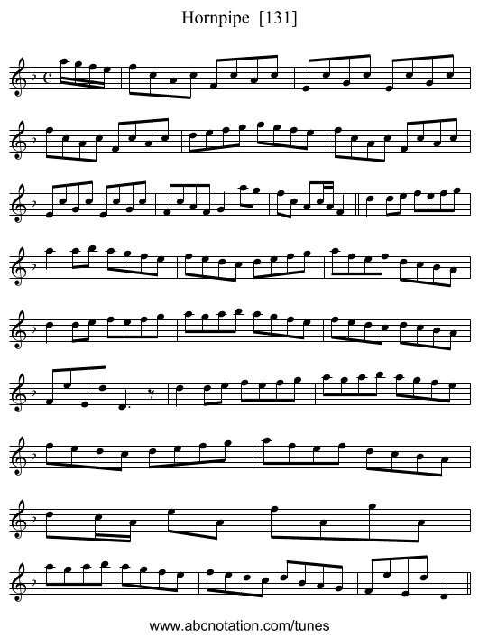 Hornpipe  [131] - staff notation