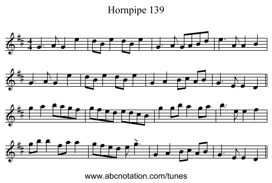 Hornpipe 139 - staff notation
