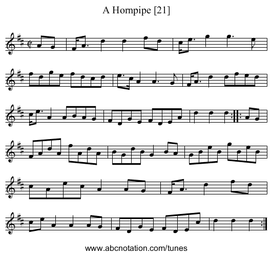 Hornpipe [21], A - staff notation