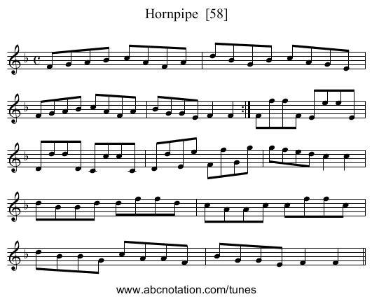 Hornpipe  [58] - staff notation