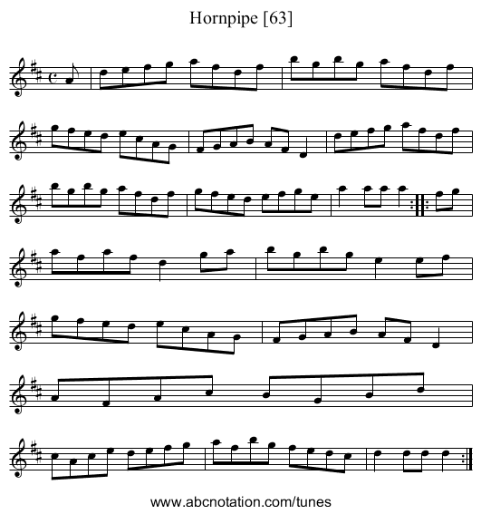 Hornpipe [63] - staff notation