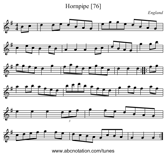 Hornpipe [76] - staff notation