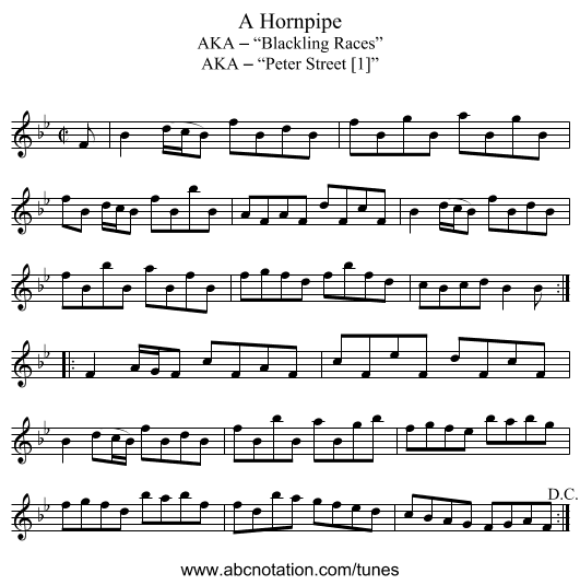 Hornpipe, A - staff notation