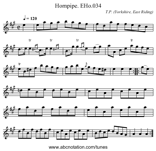Hornpipe. EHo.034 - staff notation