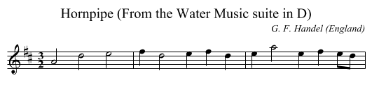Hornpipe (From the Water Music suite in D) - staff notation