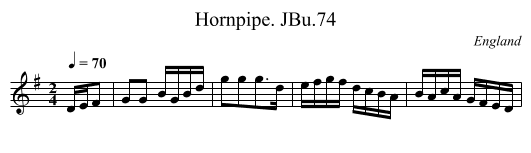 Hornpipe. JBu.74 - staff notation