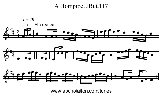 Hornpipe. JBut.117, A - staff notation