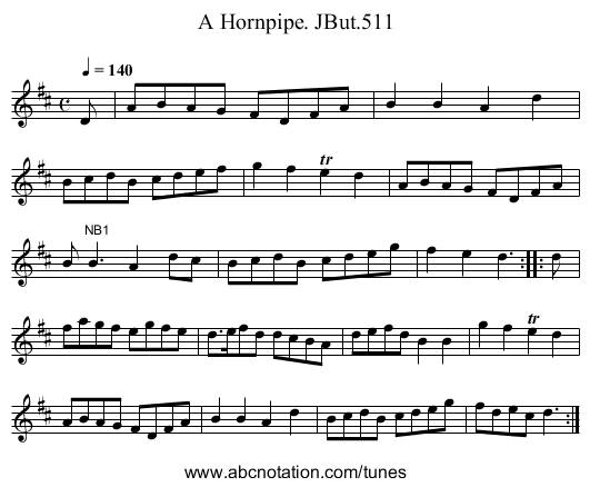 Hornpipe. JBut.511, A - staff notation