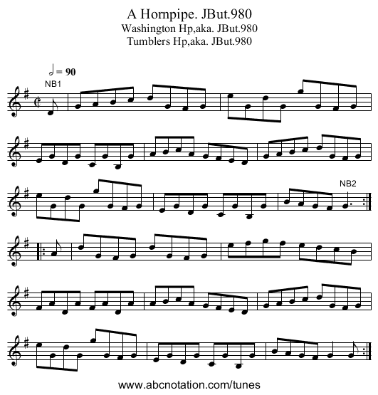 Hornpipe. JBut.980, A - staff notation