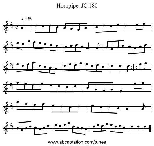Hornpipe. JC.180 - staff notation