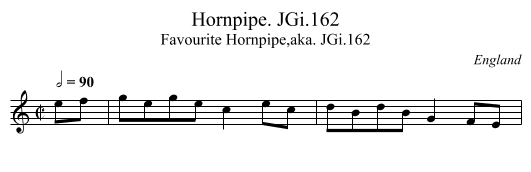 Hornpipe. JGi.162 - staff notation