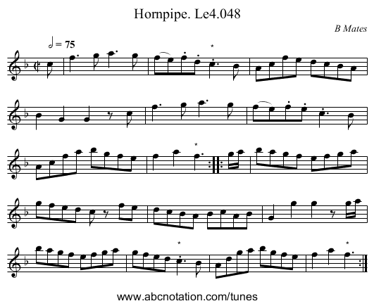 Hornpipe. Le4.048 - staff notation
