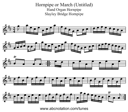 Hornpipe or March (Untitled) - staff notation