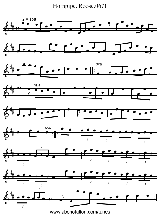Hornpipe. Roose.0671 - staff notation