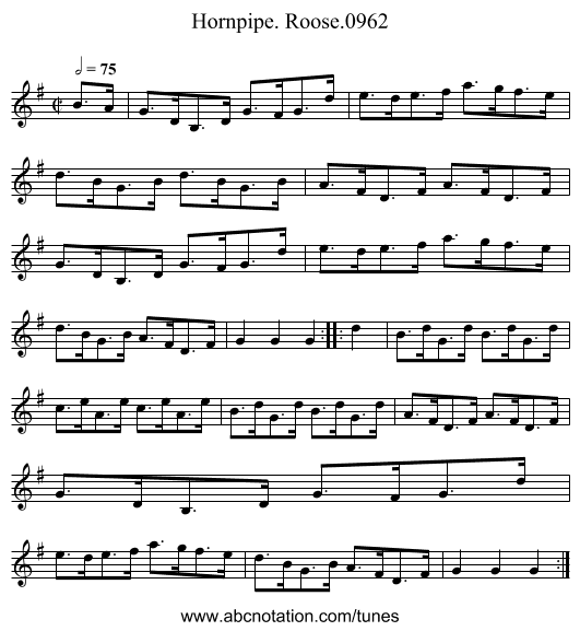 Hornpipe. Roose.0962 - staff notation