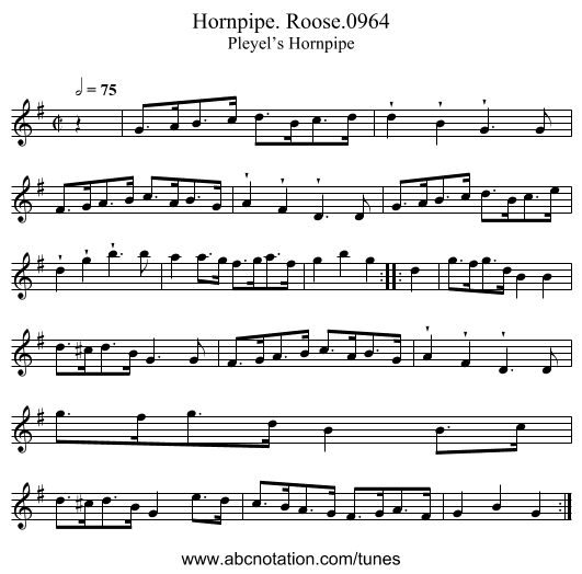 Hornpipe. Roose.0964 - staff notation