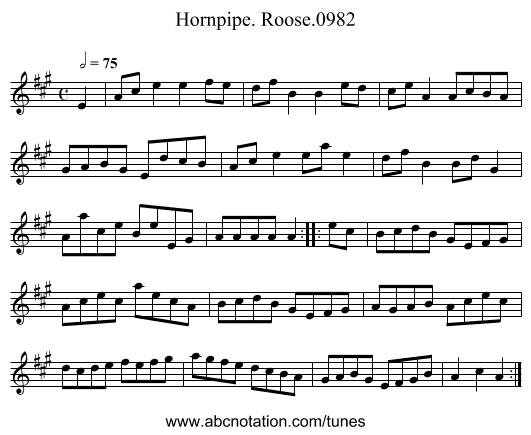 Hornpipe. Roose.0982 - staff notation
