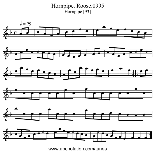 Hornpipe. Roose.0995 - staff notation