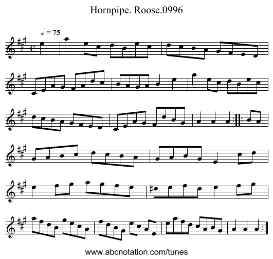 Hornpipe. Roose.0996 - staff notation
