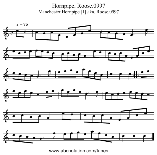 Hornpipe. Roose.0997 - staff notation