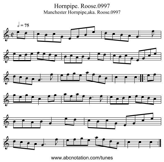 Hornpipe. Roose.0997 - staff notation