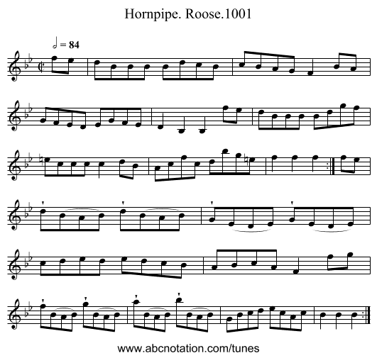 Hornpipe. Roose.1001 - staff notation