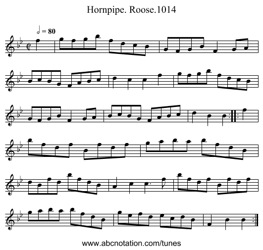 Hornpipe. Roose.1014 - staff notation