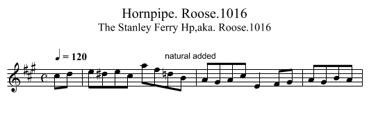 Hornpipe. Roose.1016 - staff notation