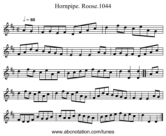 Hornpipe. Roose.1044 - staff notation