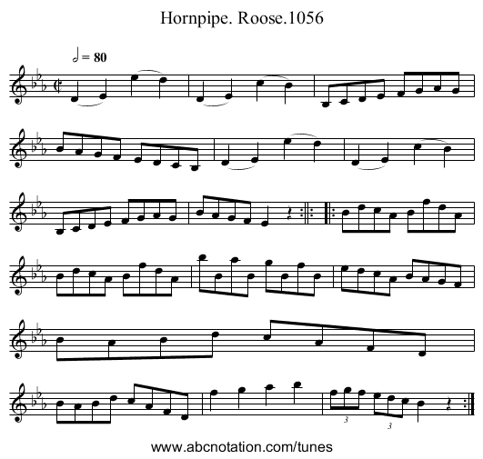 Hornpipe. Roose.1056 - staff notation