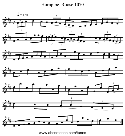 Hornpipe. Roose.1070 - staff notation