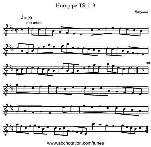 Hornpipe TS.119 - staff notation