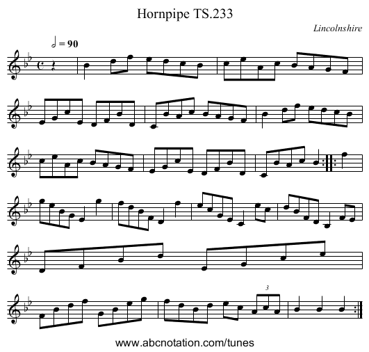 Hornpipe TS.233 - staff notation