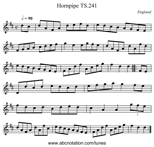 Hornpipe TS.241 - staff notation