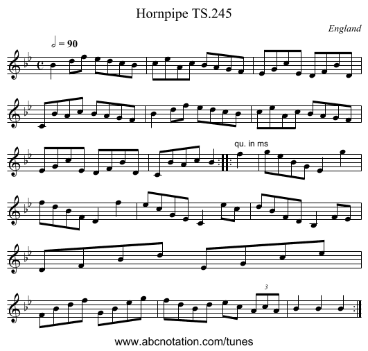 Hornpipe TS.245 - staff notation