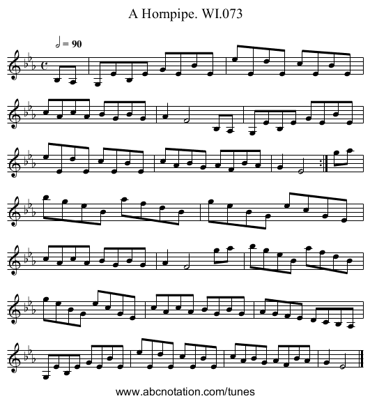 Hornpipe. WI.073, A - staff notation