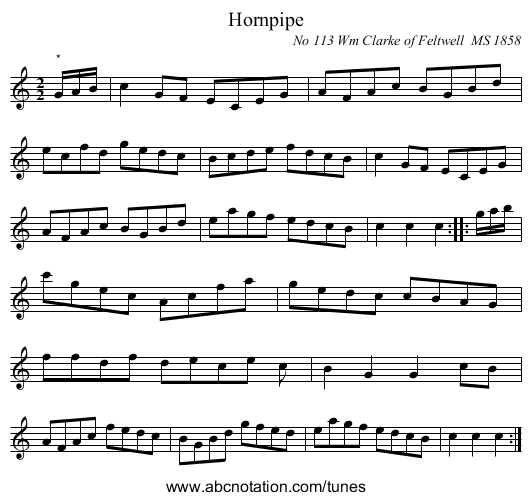 Hornpipe - staff notation