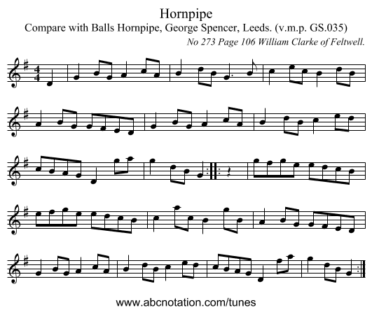 Hornpipe - staff notation
