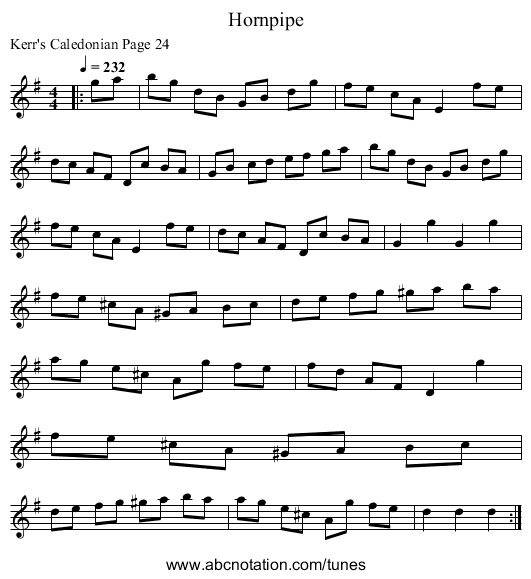 Hornpipe - staff notation