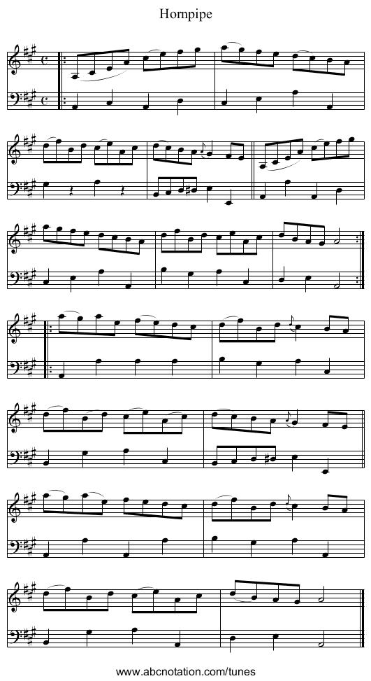 Hornpipe - staff notation
