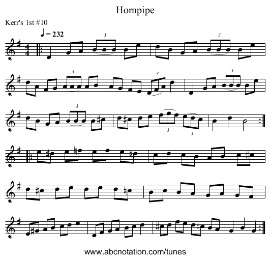 Hornpipe - staff notation