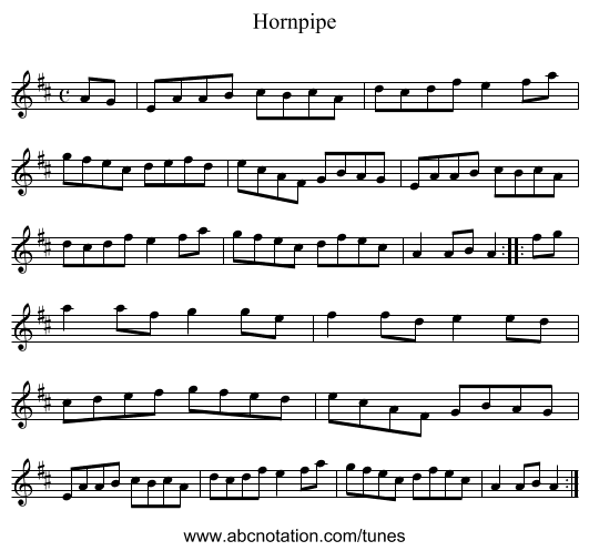 Hornpipe - staff notation