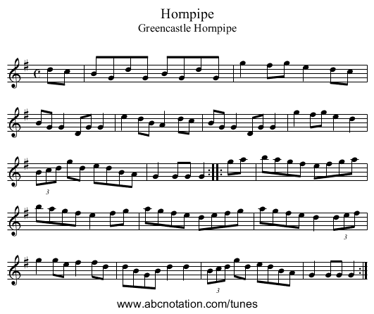 Hornpipe - staff notation