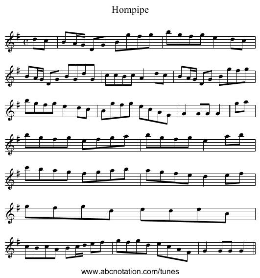 Hornpipe - staff notation