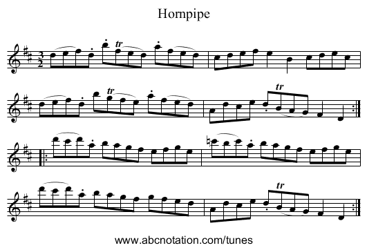Hornpipe - staff notation