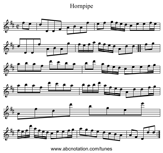 Hornpipe - staff notation