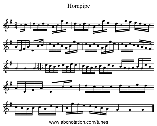 Hornpipe - staff notation