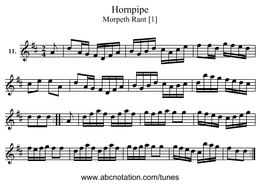 Hornpipe - staff notation
