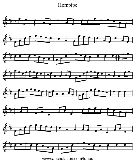 Hornpipe - staff notation